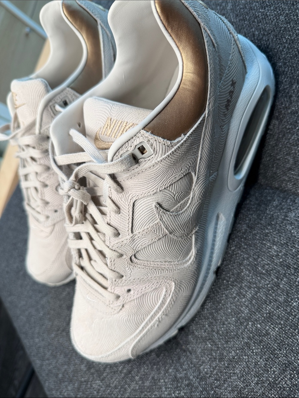 Nike Womens Air Max Sneakers in Cream and Brown - Picture 2 of 7